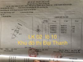 Liền Kề 02 lô 10 khu đô thị Đại Thanh - Thanh Trì Hà Nội. 