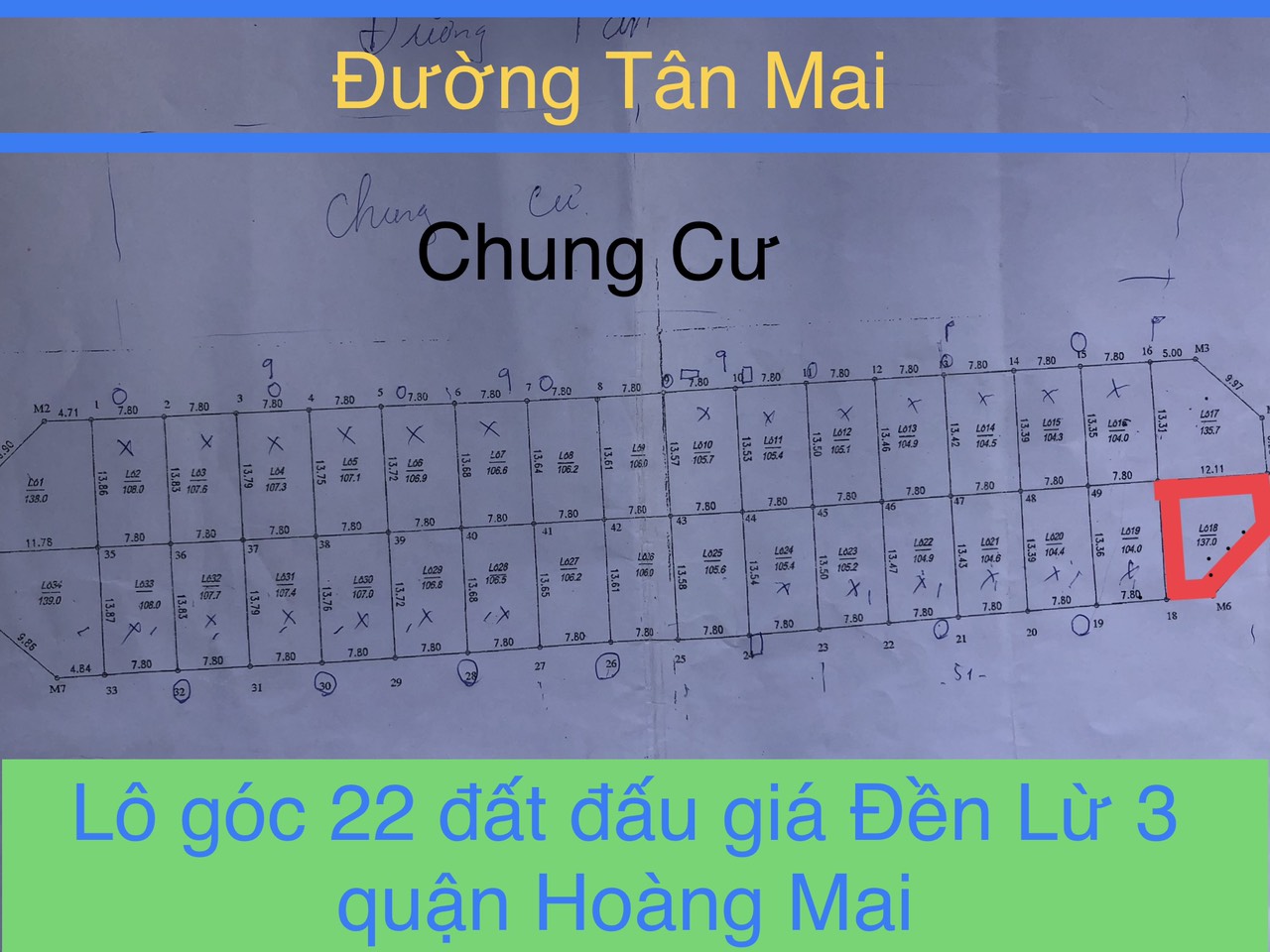 Vị trí lô 22 đất đấu giá đền Lừ 3 quận Hoàng Mai tp Hà Nội