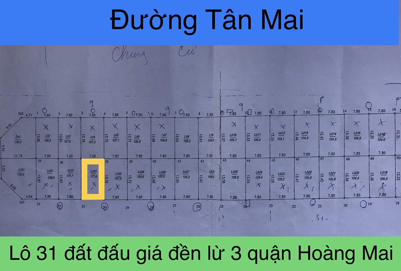 Vị trí lô 31 đất đấu giá đền Lừ 3 quận Hoàng Mai tp Hà Nội