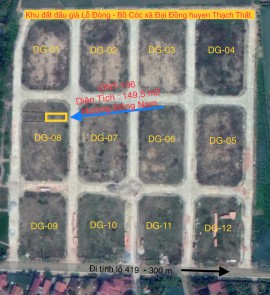 Lô ONT-106 đất đấu giá Lỗ Đòng - Bồ Cóc xã Đại Đồng huyện Thạch Thất