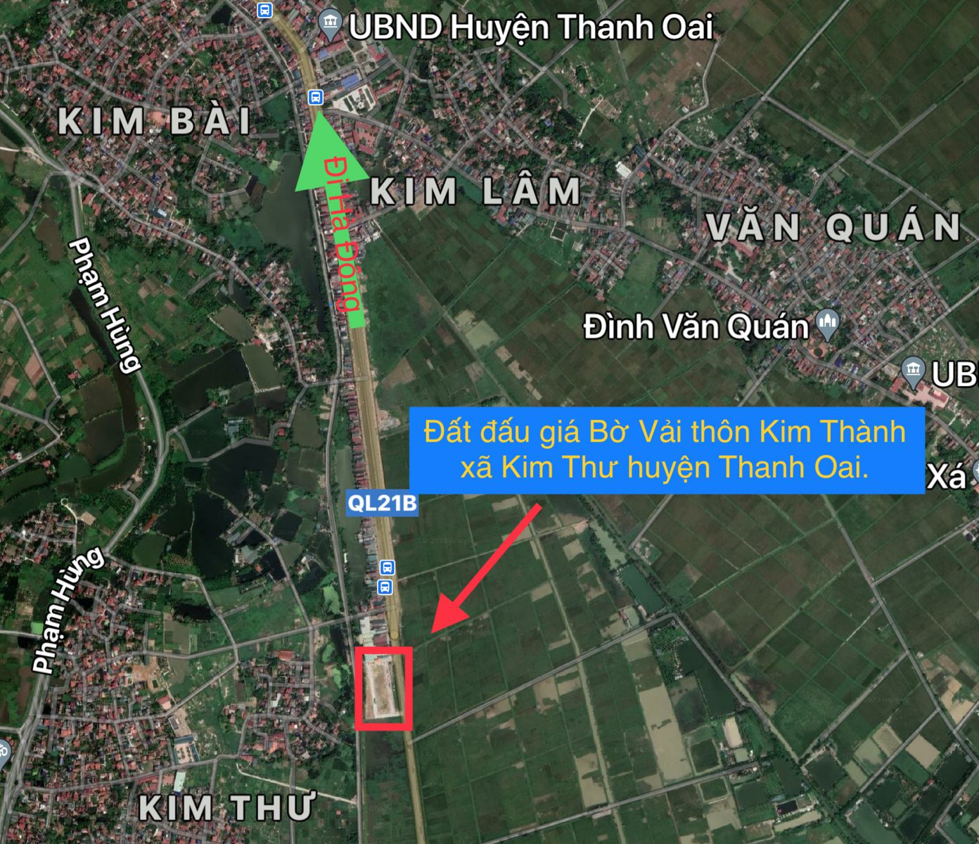 Vị trí đất đấu giá Bờ Vải thôn Kim thành xã Kim thư huyện Thanh Oai