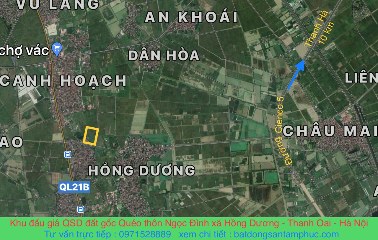 Vị trí khu đất đấu giá xã Hồng Dương huyện Thanh Oai
