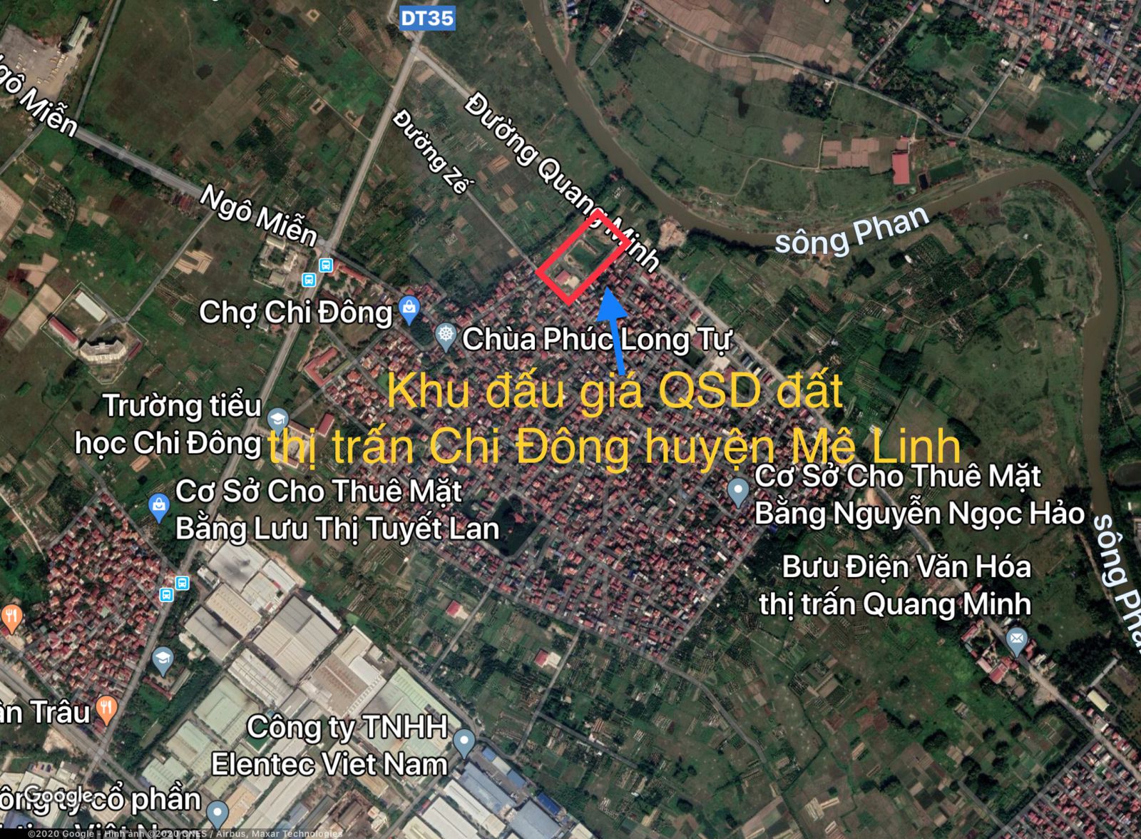 Vị trí khu đấu giá thị trấn Chi Đông huyện Mê Linh