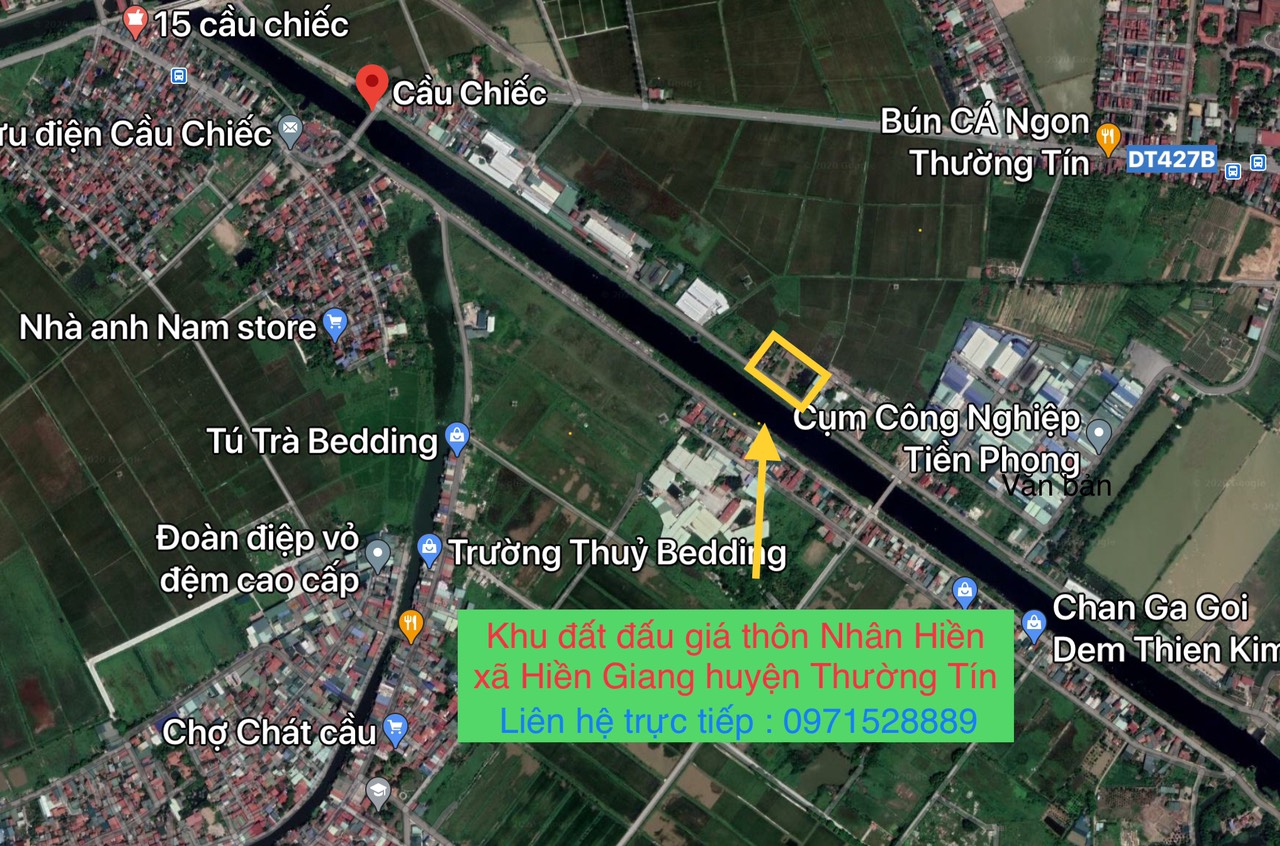 Vị trí khu đất đấu giá QSD đất thôn nhân Hiền xã Hiền Giang huyện Thường Tín