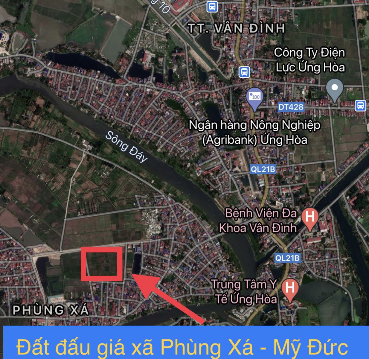 Vị trí đất đấu giá thôn thôn Thượng xã Phùng Xá huyện Mỹ Dức