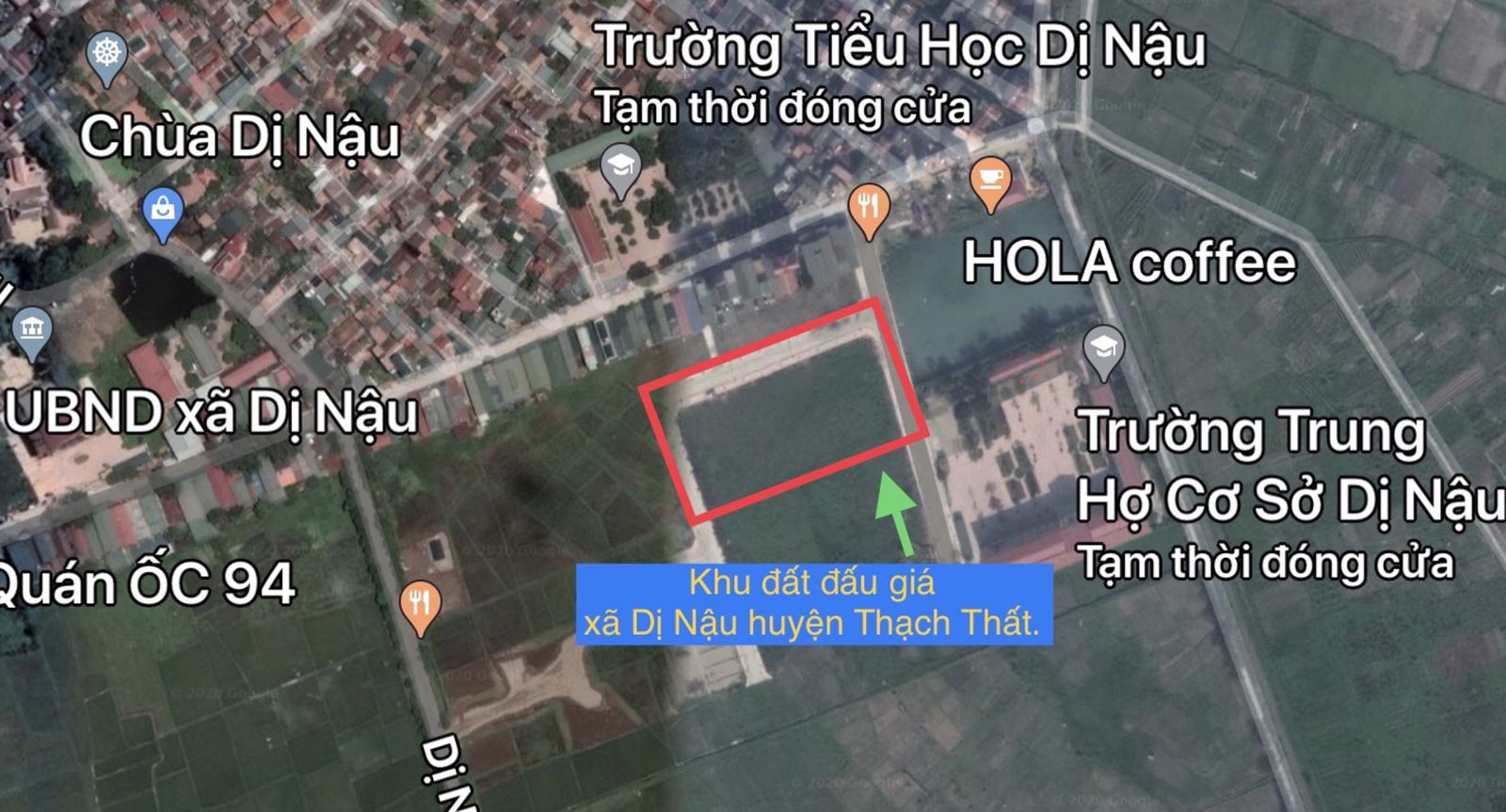 Vị trí khu đấu giá xã Dị Nậu huyện Thạch Thất