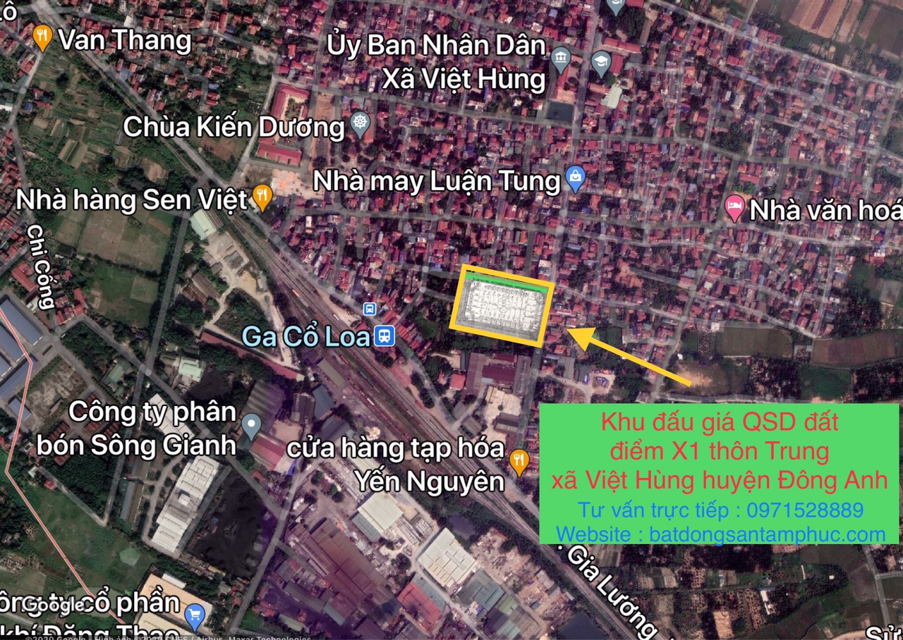 Vị trí đất đấu giá thôn Trung xã Việt Hùng huyện Đông Anh