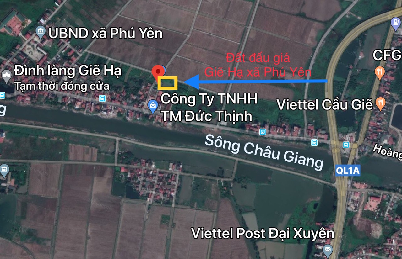 vị trí khu đất đáu giá Sau Kho thôn Giẽ Hạ xã Phú Yên 