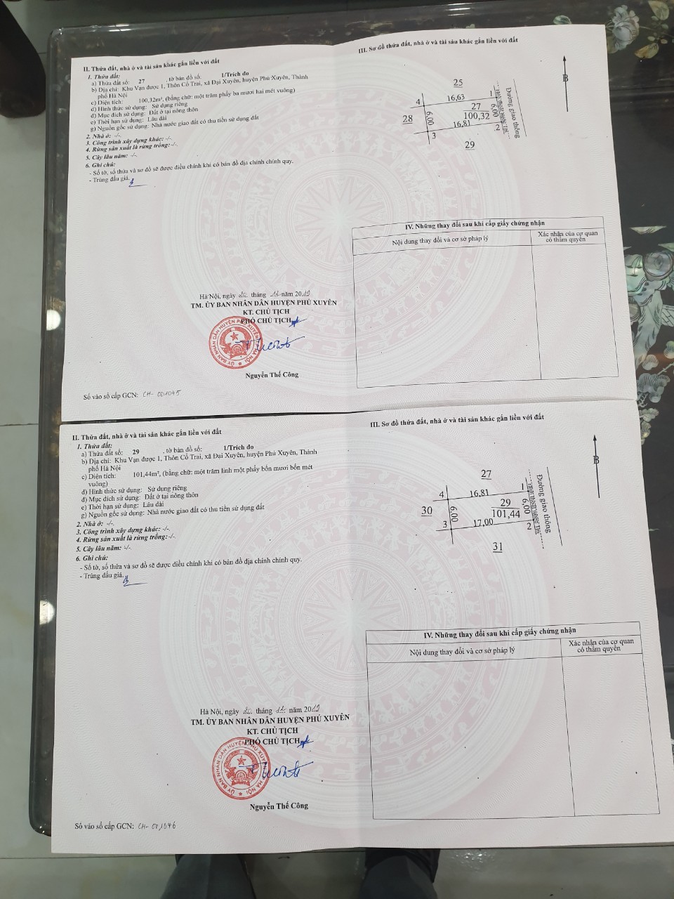 giấy chứng nhận QSD đất xã đại Xuyên huyện Phú Xuyên