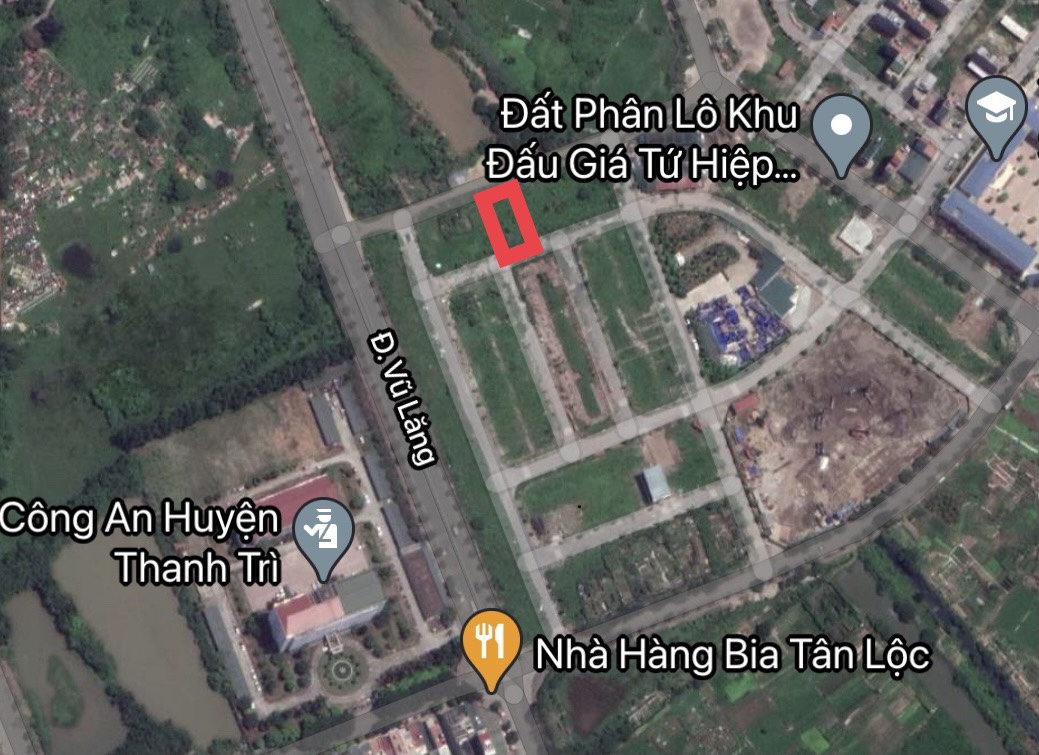 Lô TT1-31 khu đấu giá xã Tứ Hiệp huyện Thanh Trì TP Hà Nội.