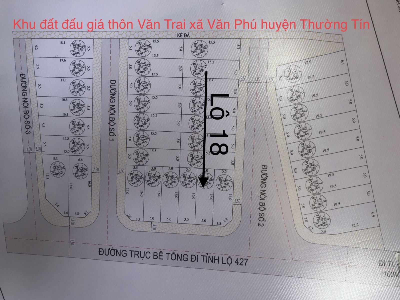 lô 18 khu đấu giá QSD đất thôn Văn Trai xã Văn Phú